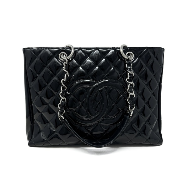 Chanel Black Patent Grand Shopping Tote - Picture 1 of 9
